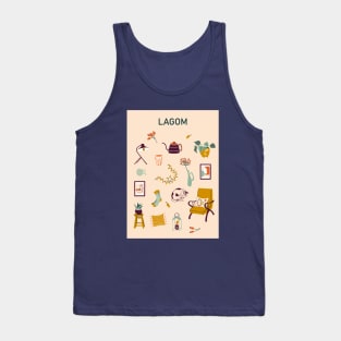 Print with Lagom lettering and cozy home stuff Tank Top